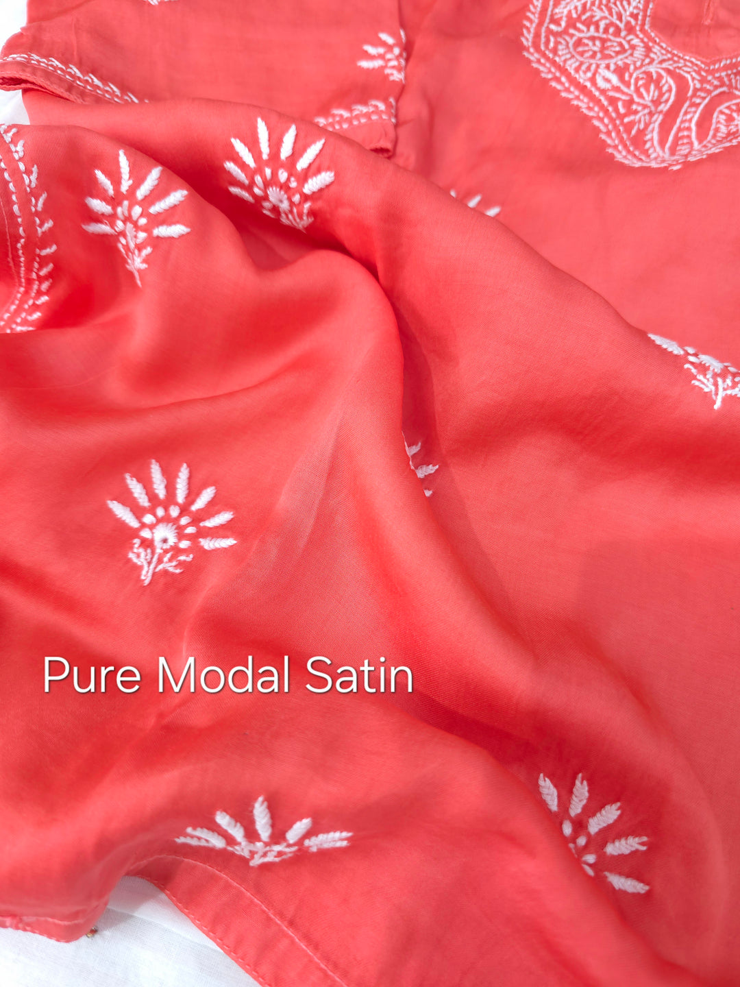 Women's Modal Satin Chikankari Top – Authentic 2 Taar Hand Embroidery