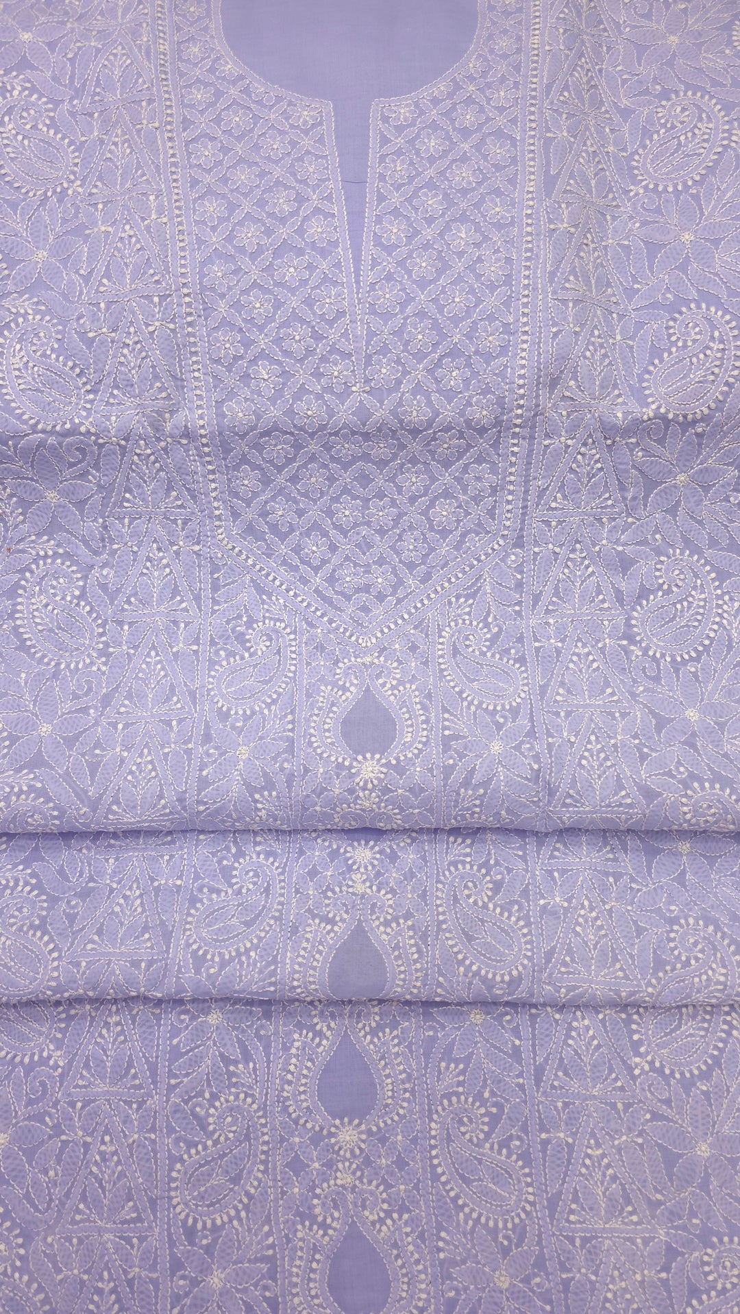 " Lucknowi Chikankari Unstitched Cotton Suit Set – Kurta, Bottom & Dupatta by Paridhan Chikan"