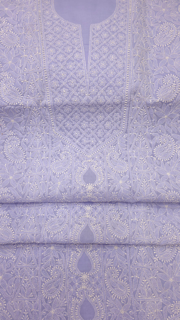 " Lucknowi Chikankari Unstitched Cotton Suit Set – Kurta, Bottom & Dupatta by Paridhan Chikan"