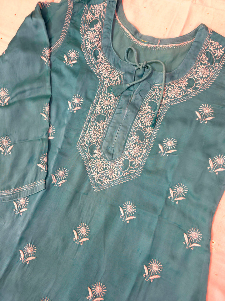 Women's Modal Satin Chikankari Top – Authentic 2 Taar Hand Embroidery
