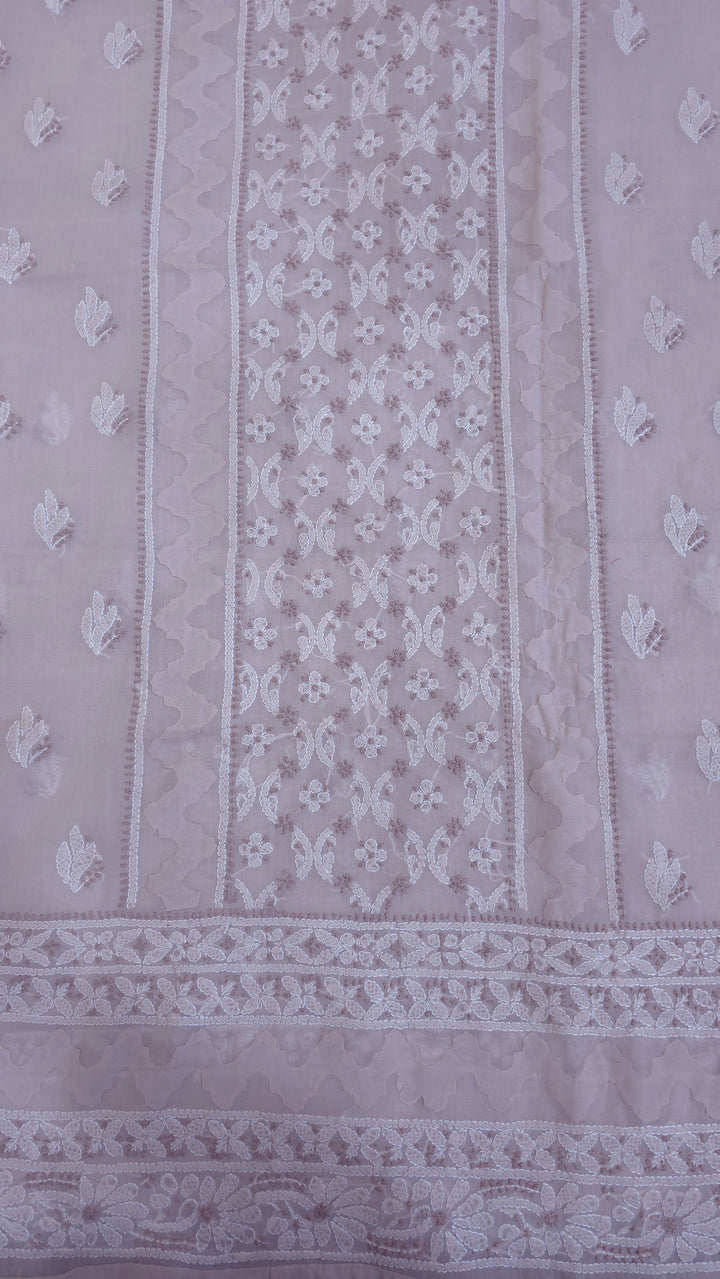 Darz Lucknowi Chikankari  Dress Material – Handmade Cotton Suit with Chiffon Dupatta