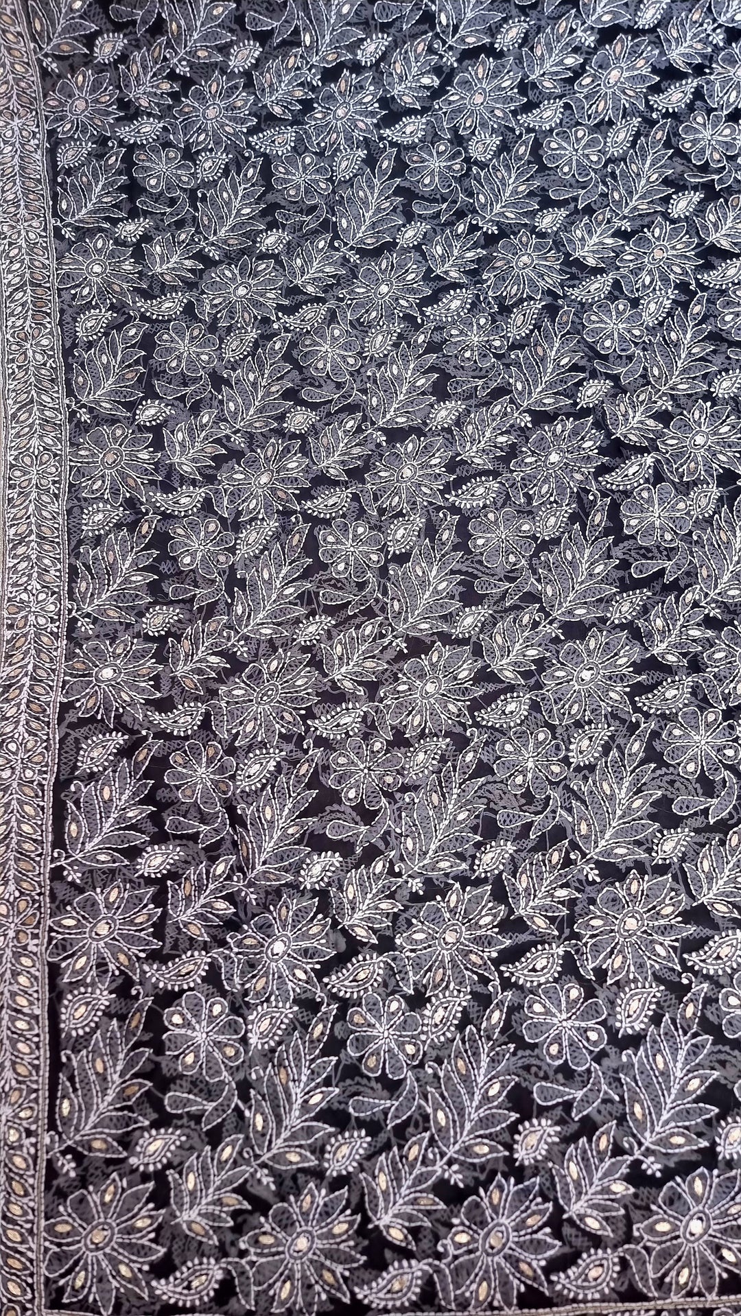 Georgette Chikankari Saree - black