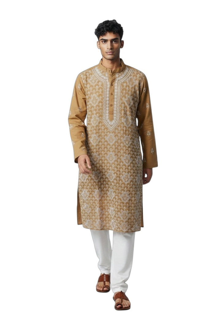 Shaan Cotton full hand embroidered Men's chikankari kurta