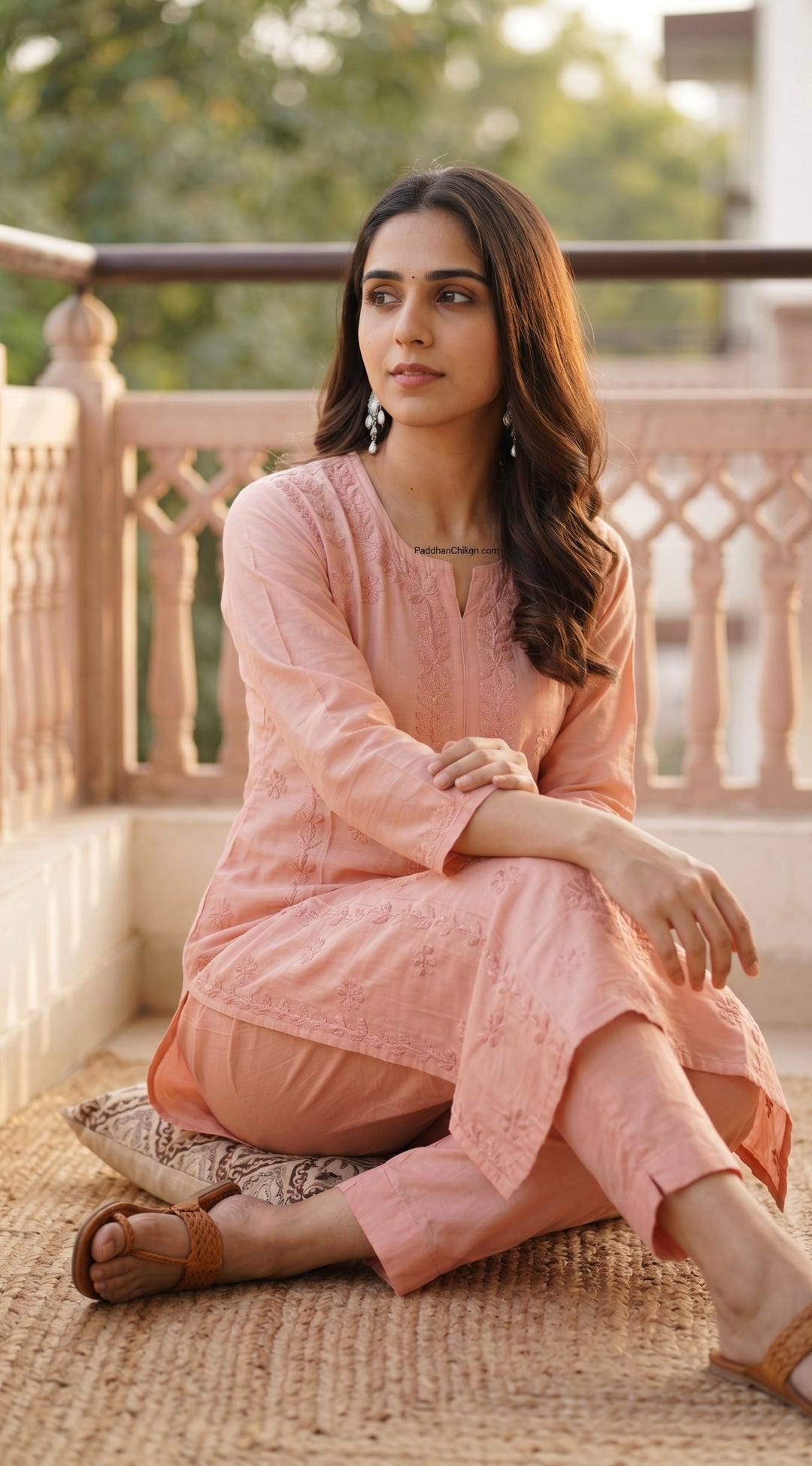 Sharvari Chikankari Chanderi Ombre Dyed Long Kurta for Women | Soft Non-Transparent | Lucknowi Chikankari | Paridhan Chikan