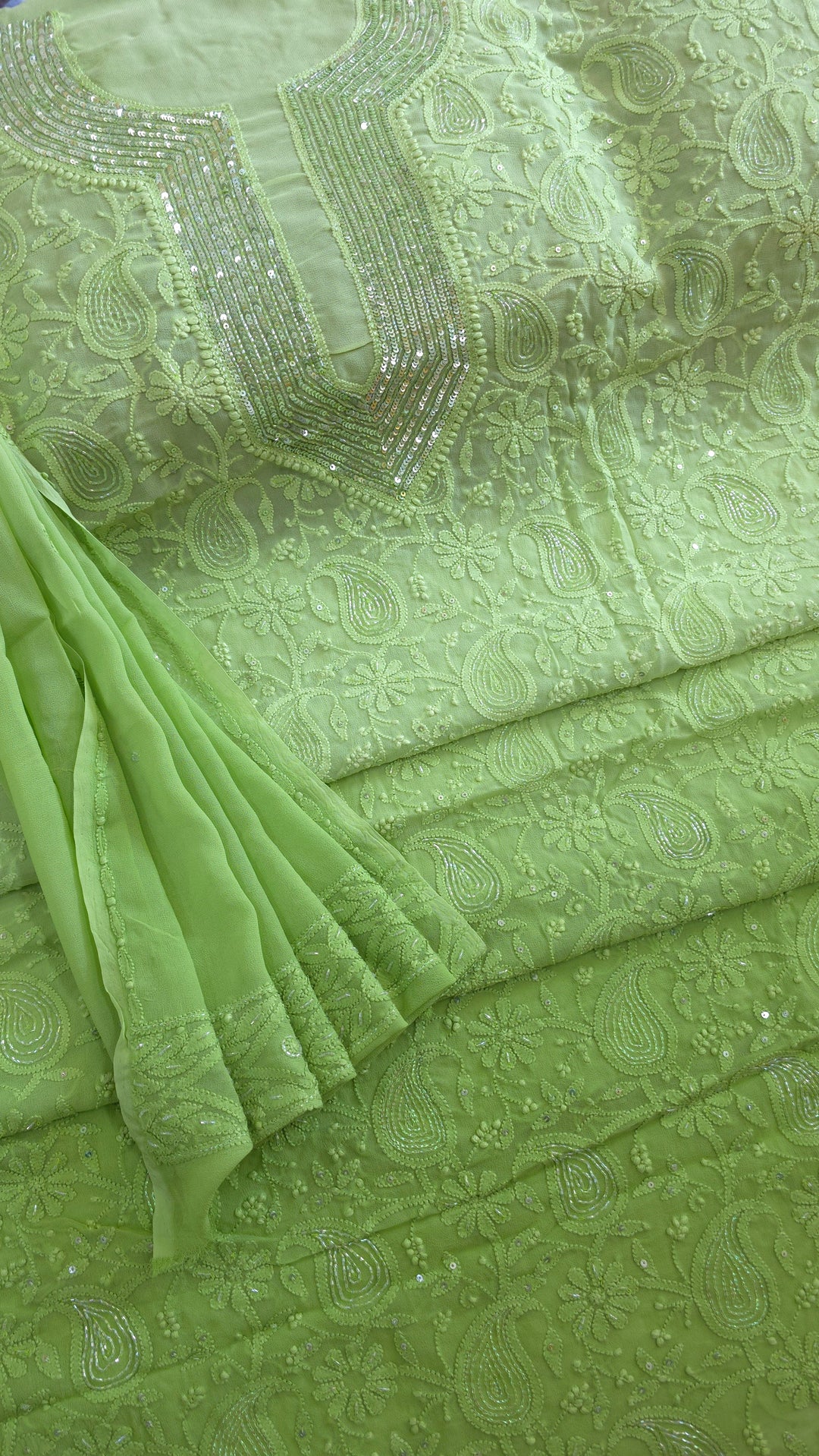 Pure Georgette Viscose Chikankari Dress Material | Paridhan