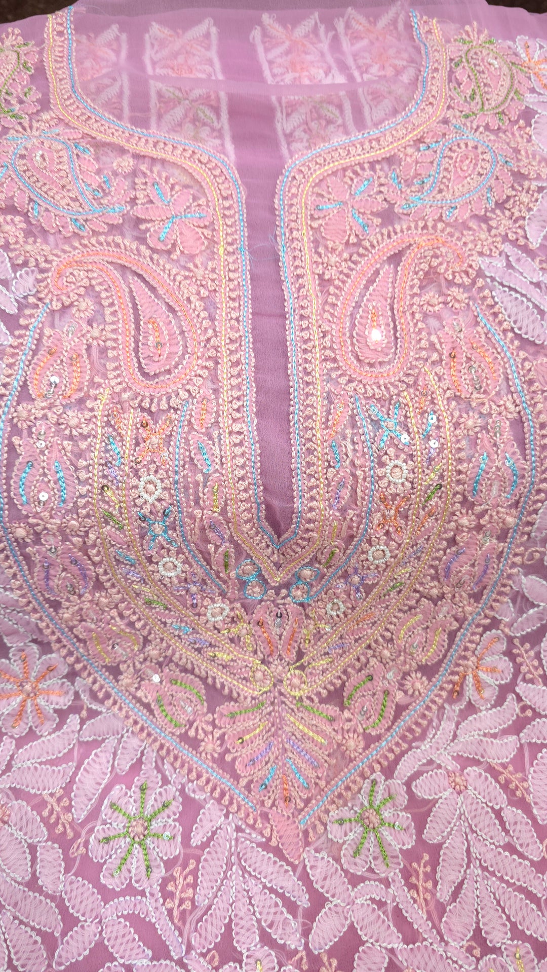 Georgette Chikankari Dress Material Resham Aari pearl Work