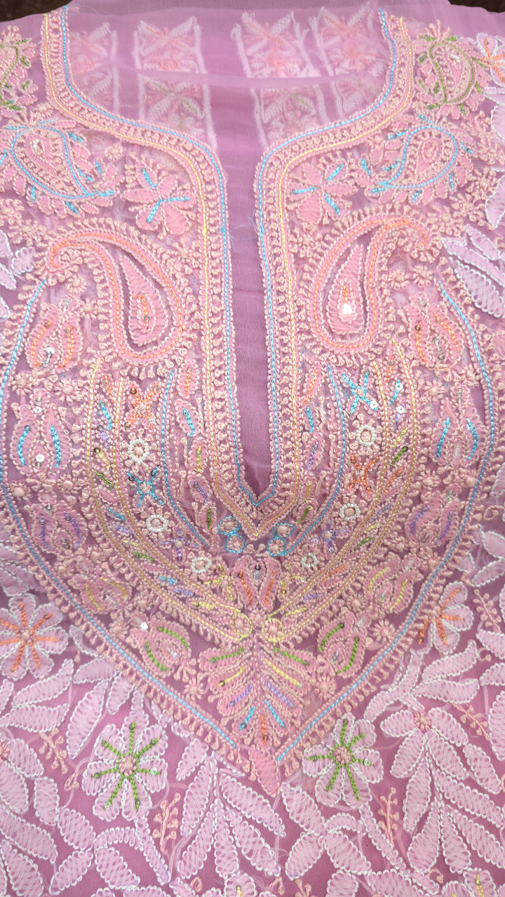 Georgette Chikankari Dress Material Resham Aari pearl Work