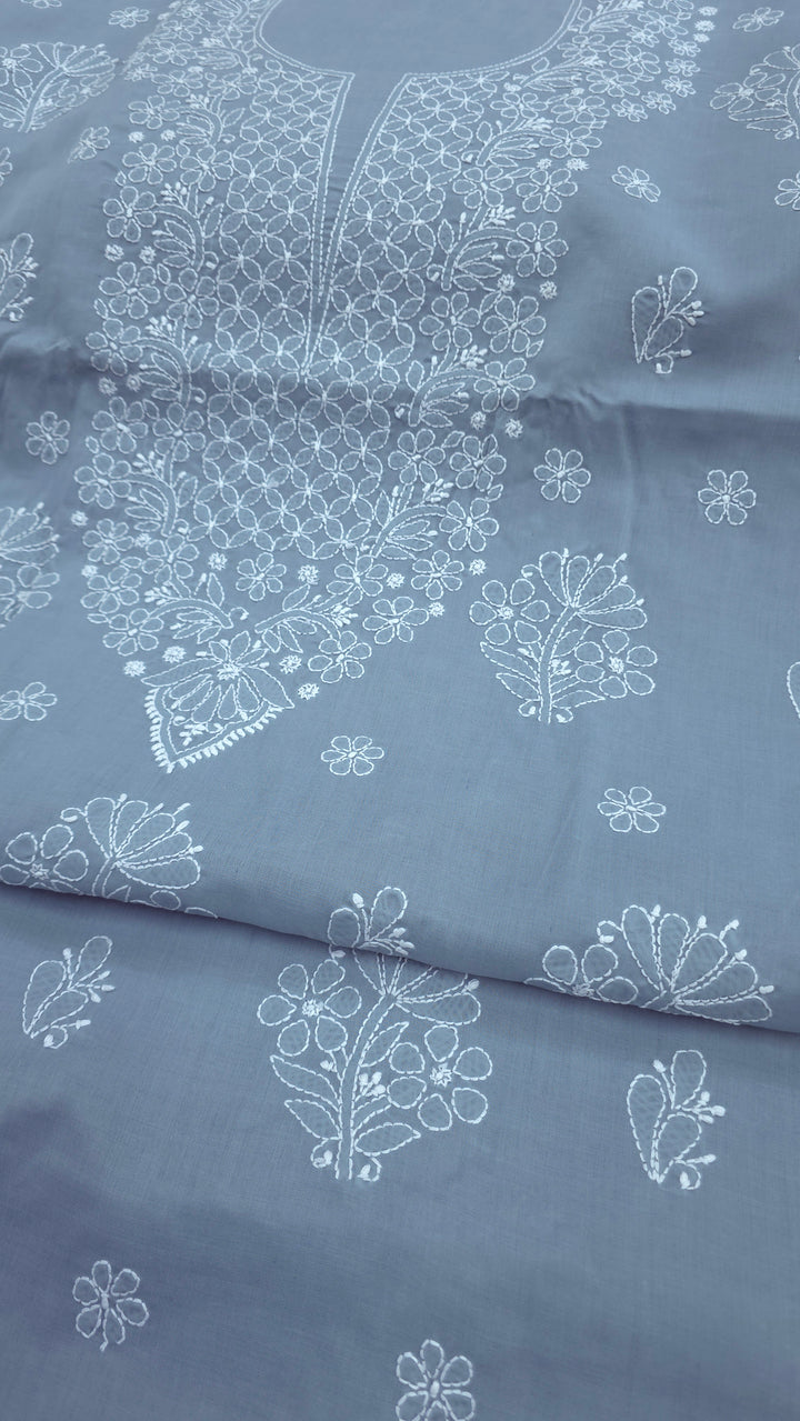 Paridhan Chikan Premium Handcrafted Chikankari Cotton Suit Set | Unstitched Dress Material with Chiffon Dupatta | Made in Lucknow