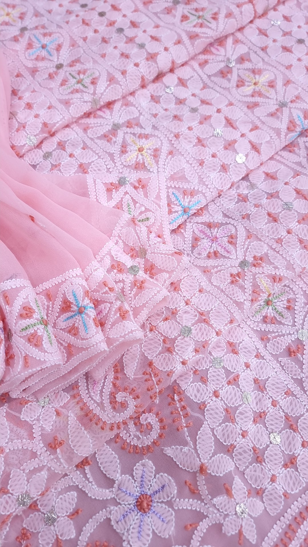 Georgette Chikankari Dress Material Resham Aari Work