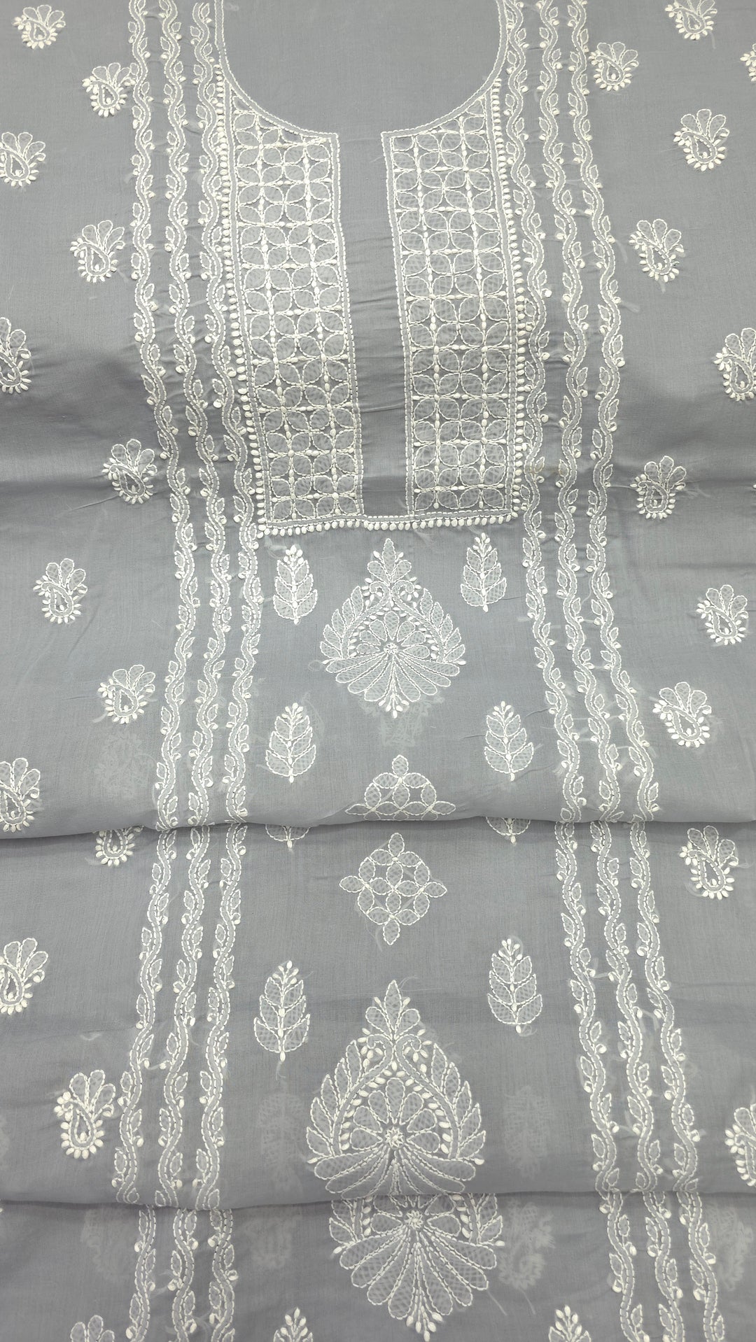 Paridhan Chikan Premium Handcrafted Chikankari Cotton Suit Set | Unstitched Dress Material with Chiffon Dupatta | Made in Lucknow