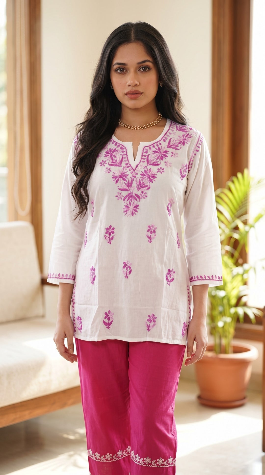 Zara Pure Rayon Chikankari Top for Women | Hand Embroidered Lucknowi Rayon Top | Paridhan Chikan)
