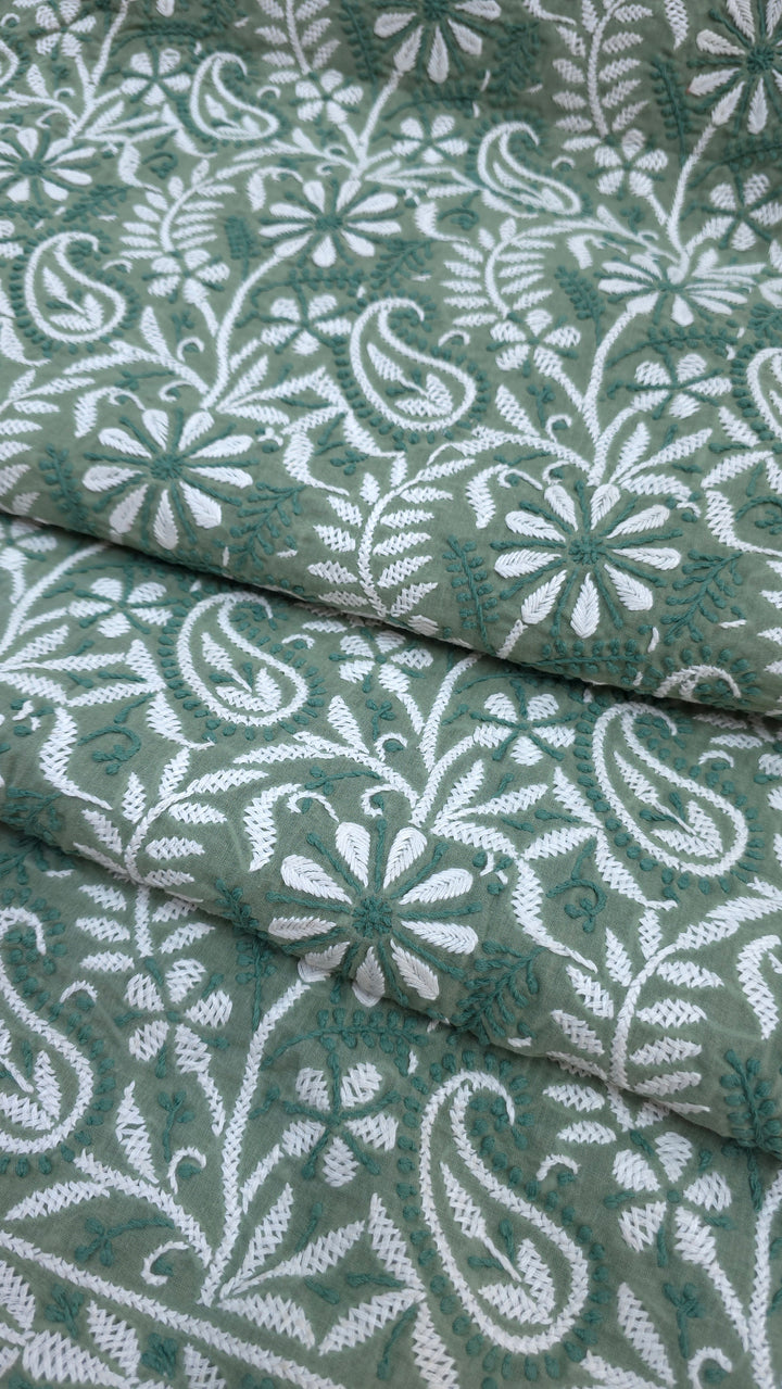 " Lucknowi Chikankari Unstitched Cotton Suit Set – Kurta, Bottom & Dupatta by Paridhan Chikan"