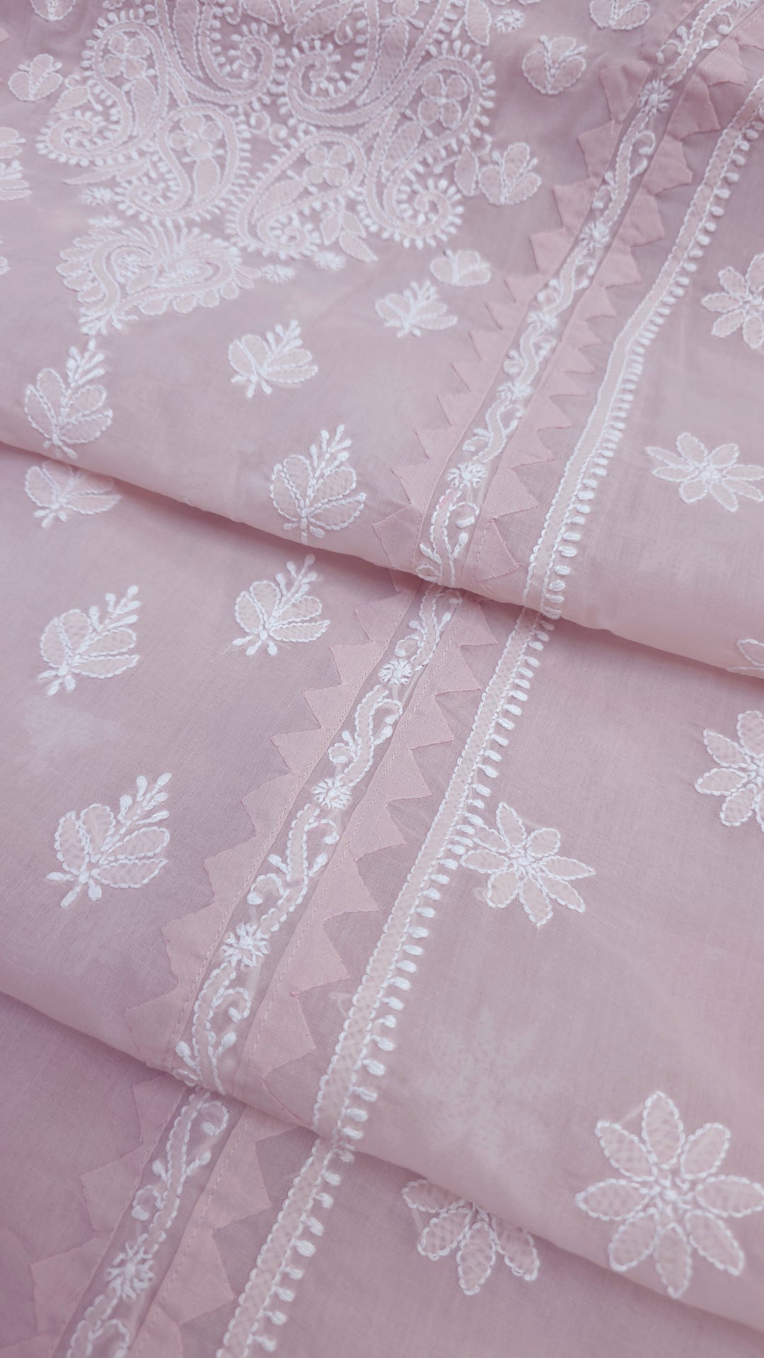 Darz Lucknowi Chikankari  Dress Material – Handmade Cotton Suit with Chiffon Dupatta