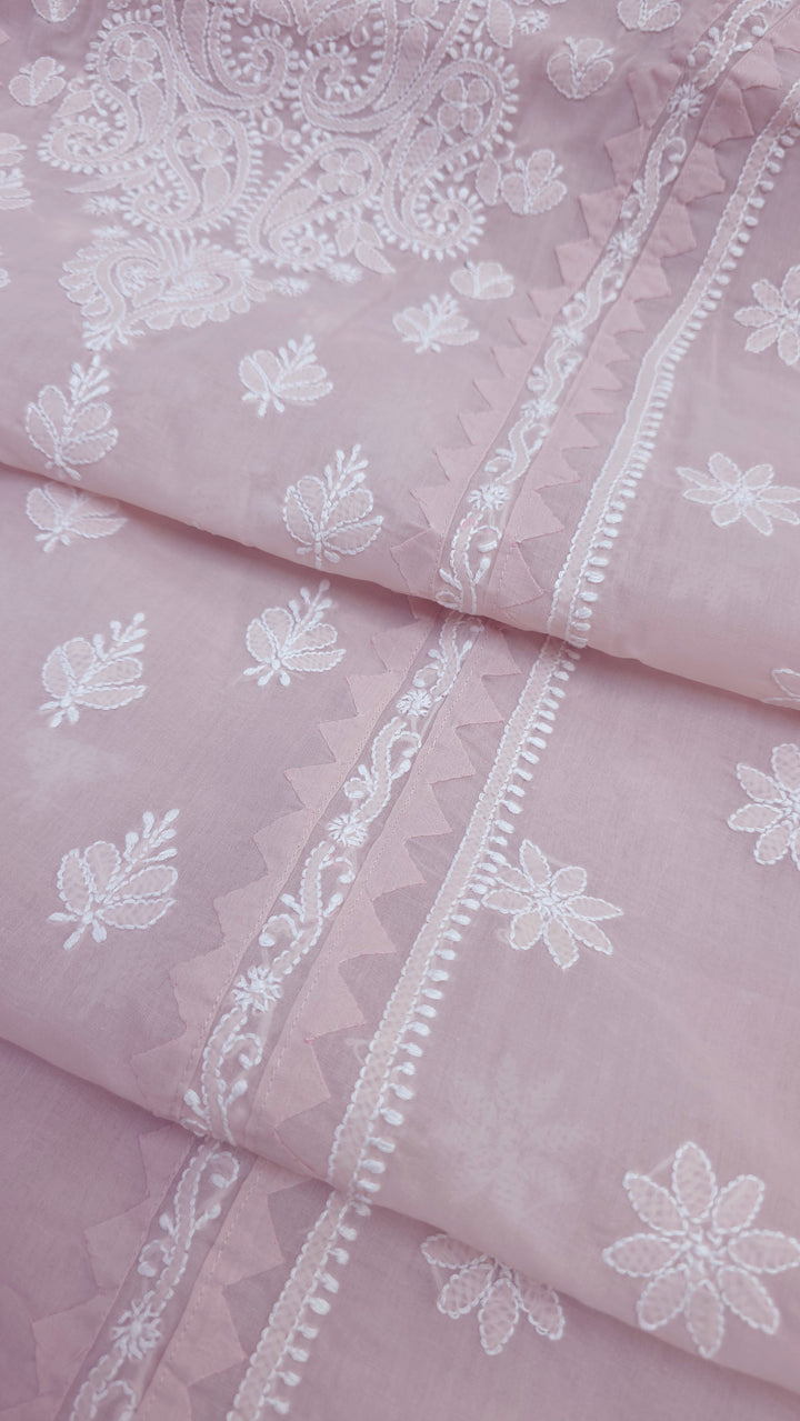 Darz Lucknowi Chikankari  Dress Material – Handmade Cotton Suit with Chiffon Dupatta