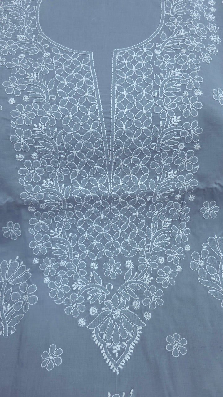 Paridhan Chikan Premium Handcrafted Chikankari Cotton Suit Set | Unstitched Dress Material with Chiffon Dupatta | Made in Lucknow
