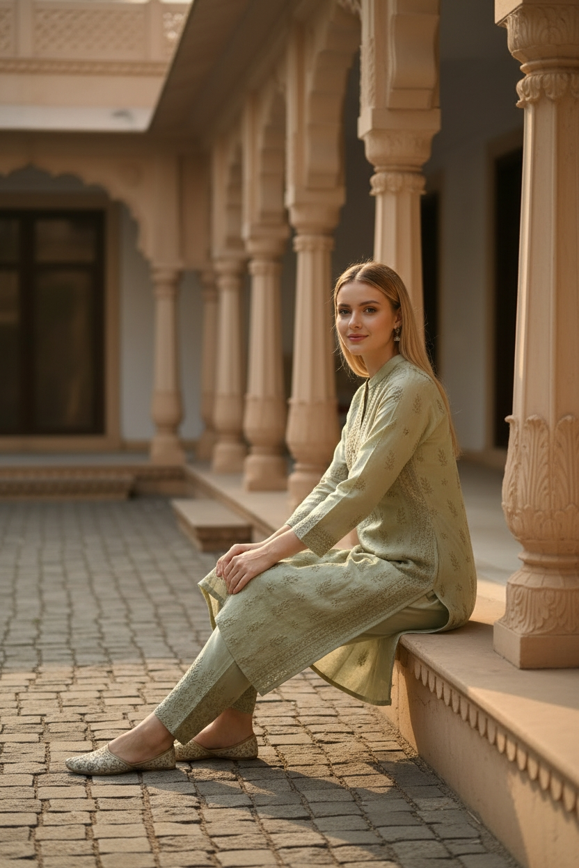 Soft Chanderi 2 pc Kurta set