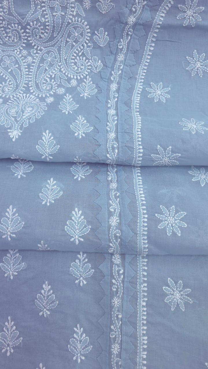 Darz Lucknowi Chikankari  Dress Material – Handmade Cotton Suit with Chiffon Dupatta