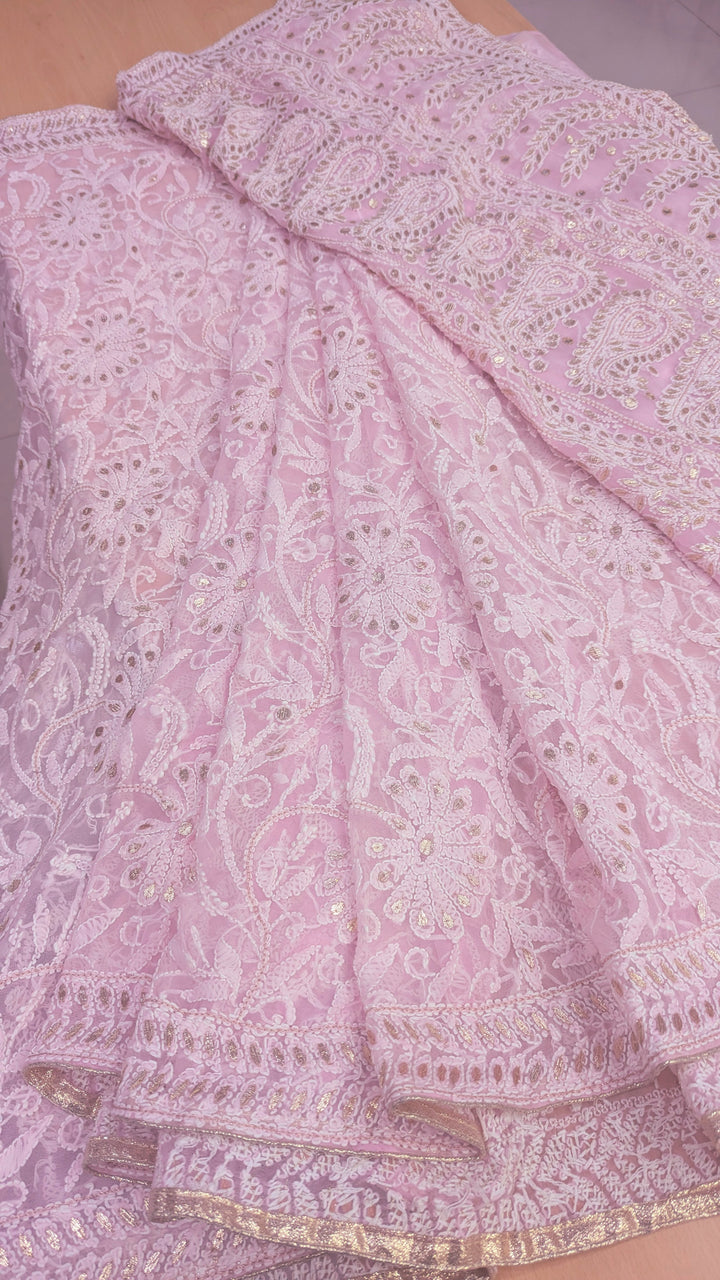 Georgette Chikankari Saree