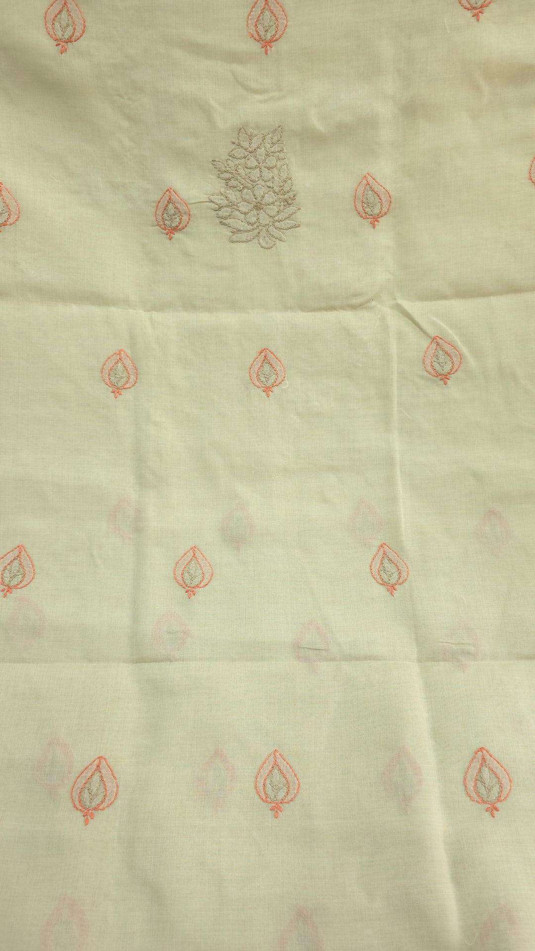 Paridhan Chikan Premium Cool Cotton Chikankari Dress Material Set with Hand Embroidered Kurta, Bottom & Chiffon Dupatta with Handmade Crochet Border