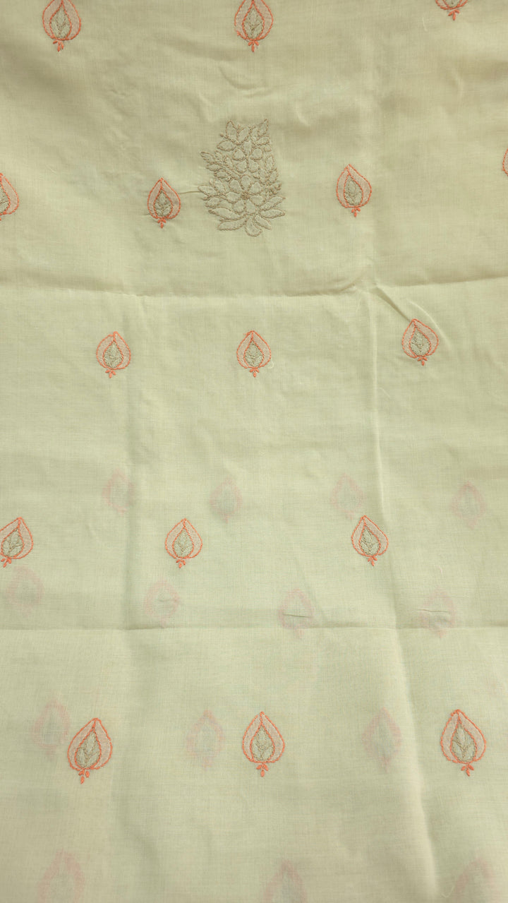 Paridhan Chikan Premium Cool Cotton Chikankari Dress Material Set with Hand Embroidered Kurta, Bottom & Chiffon Dupatta with Handmade Crochet Border