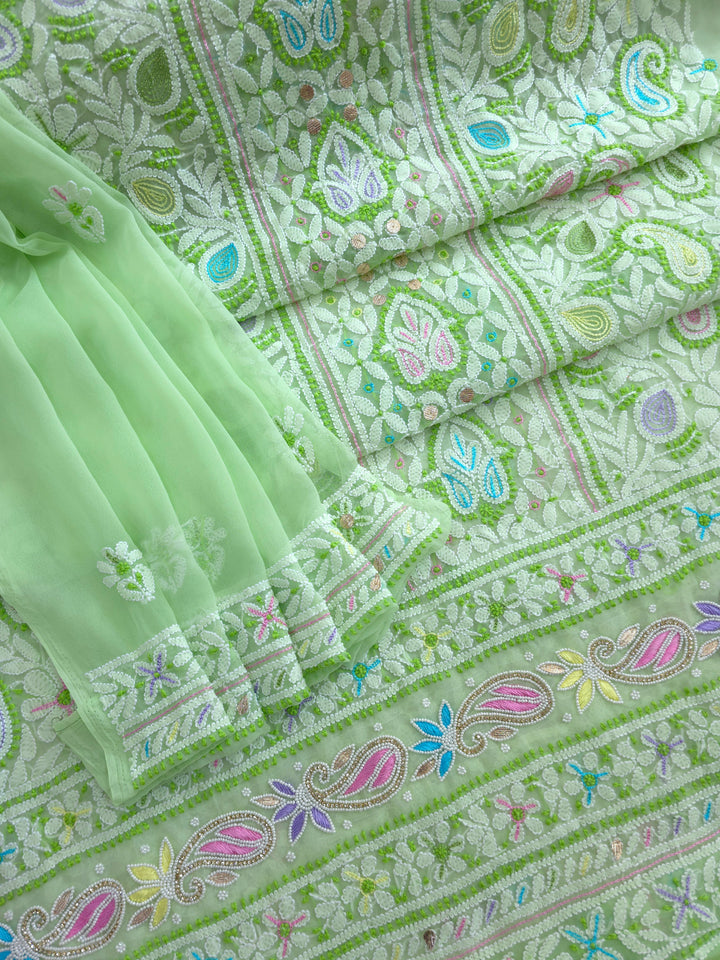 Fida Georgette Chikankari Dress Material Resham Aari pearl Work