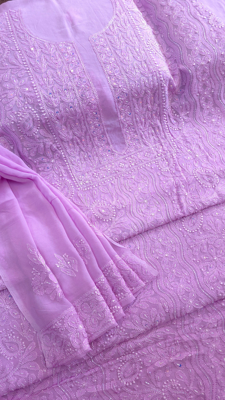 Pure Georgette Viscose Chikankari Dress Material | Paridhan