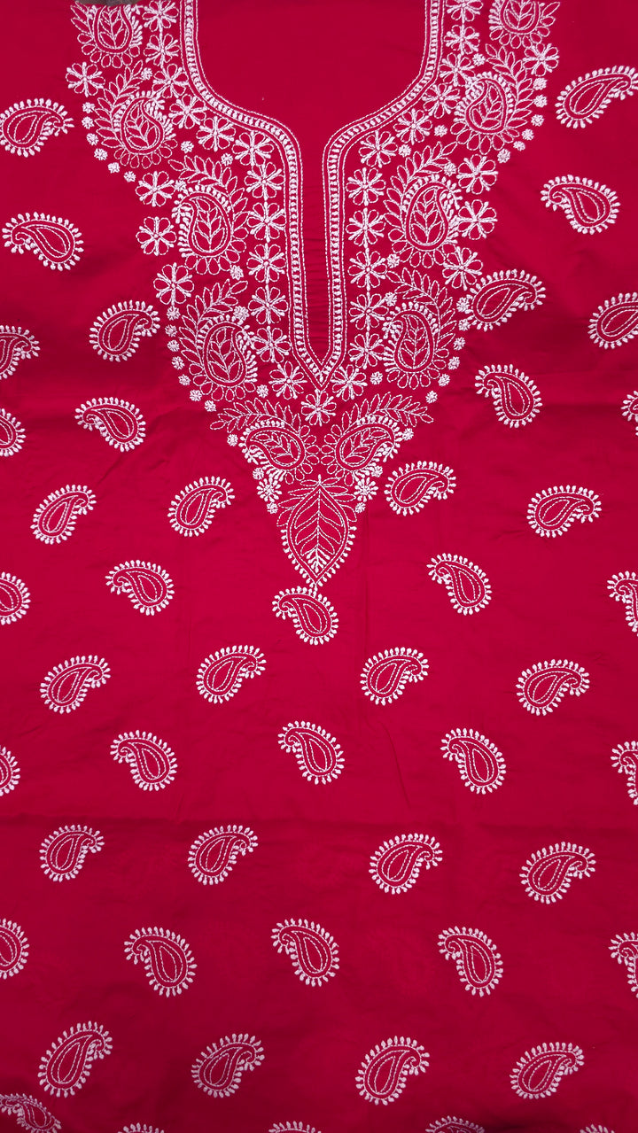 Paridhan Chikan Premium Handcrafted Chikankari Cotton Suit Set | Unstitched Dress Material with Chiffon Dupatta | Made in Lucknow