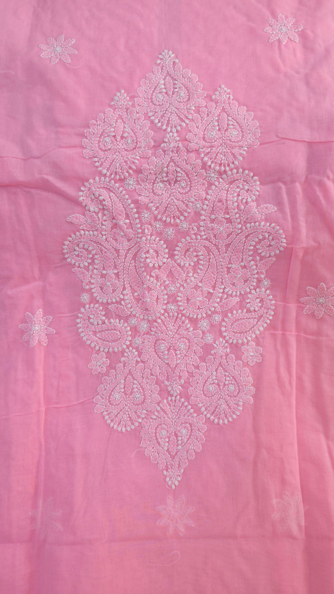 Darz Lucknowi Chikankari  Dress Material – Handmade Cotton Suit with Chiffon Dupatta