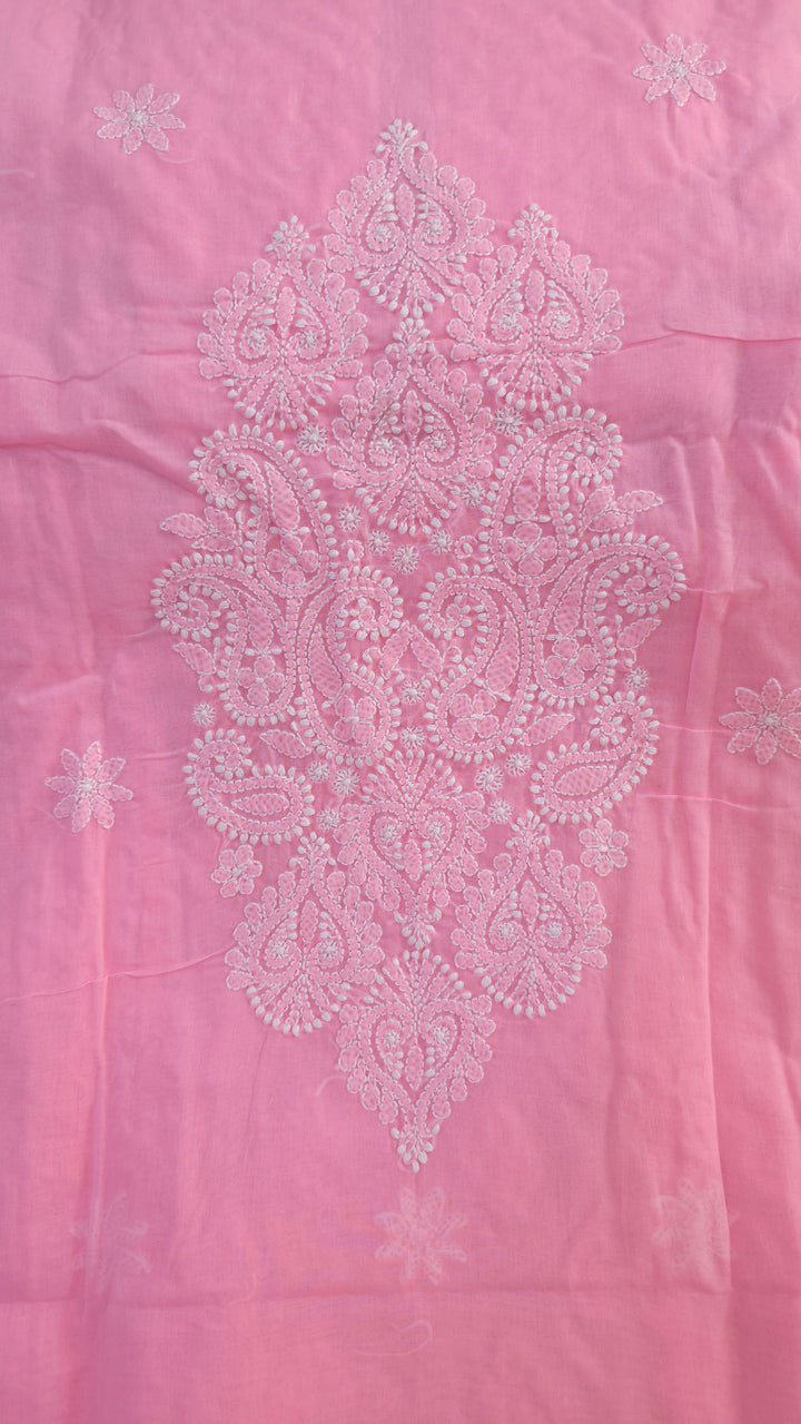 Darz Lucknowi Chikankari  Dress Material – Handmade Cotton Suit with Chiffon Dupatta