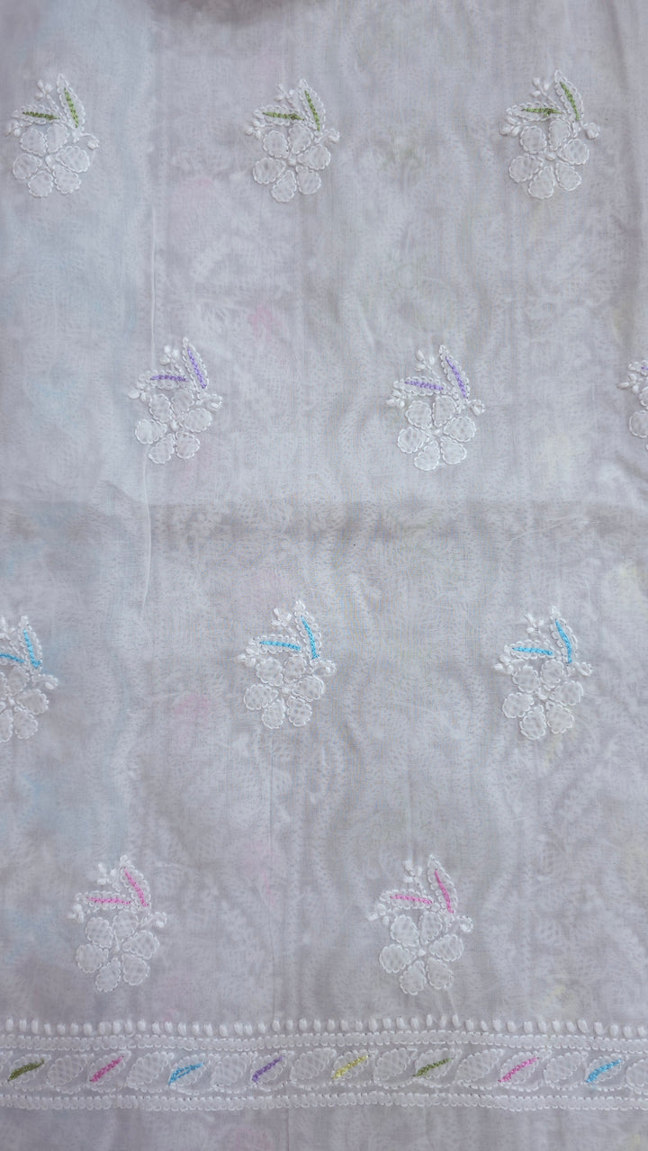 Nafasat Cotton Resham Neckline chikankari dress material