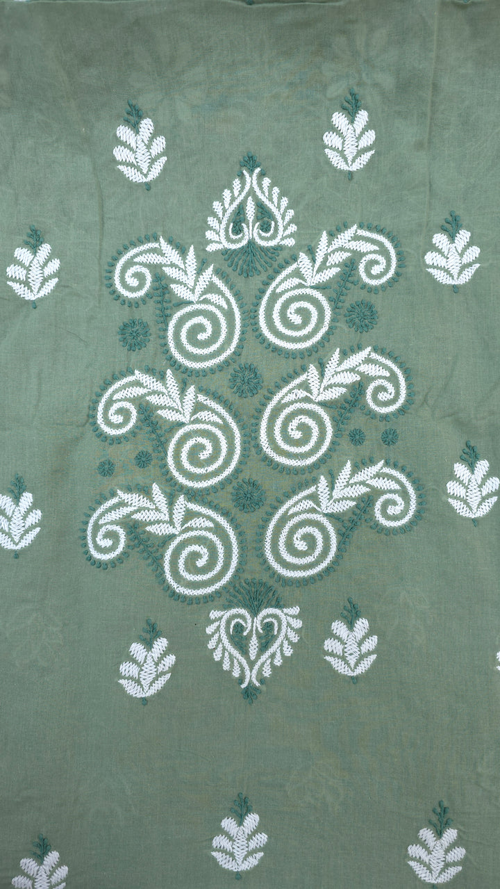 " Lucknowi Chikankari Unstitched Cotton Suit Set – Kurta, Bottom & Dupatta by Paridhan Chikan"