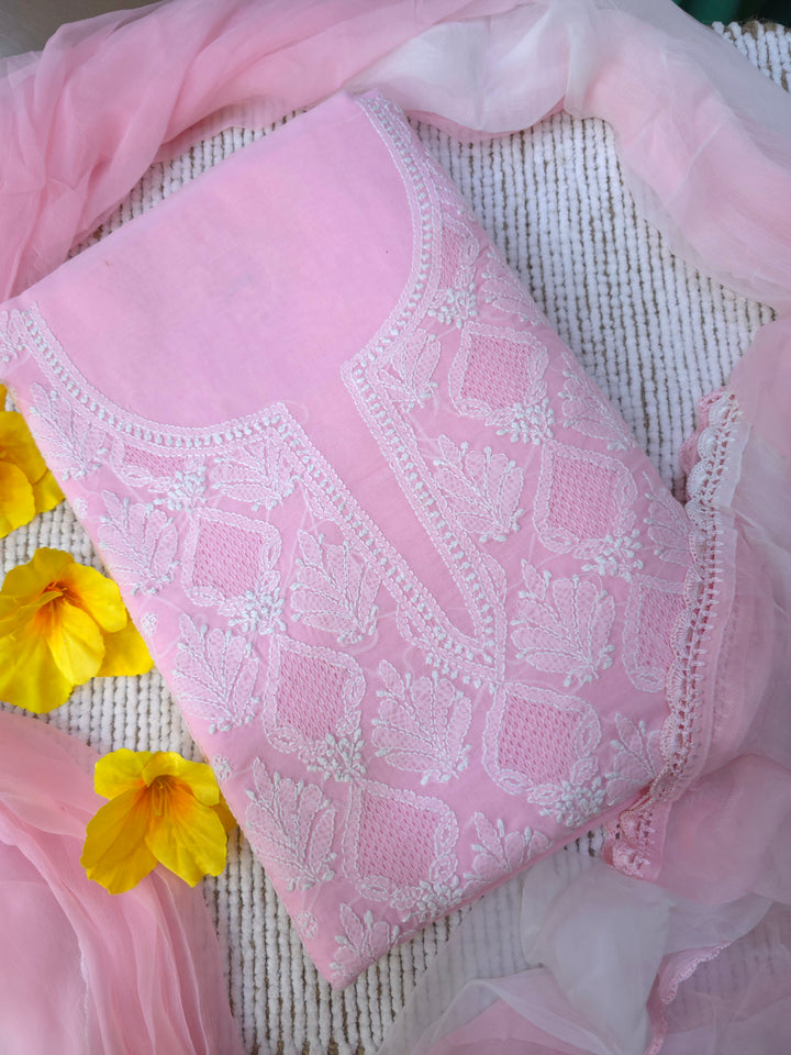 Tareef Lucknow Hand Jaali Chikankari Cotton Dress Material