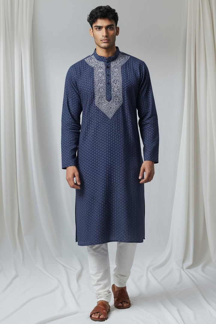 Maaz Cotton  hand embroidered Men's chikankari kurta