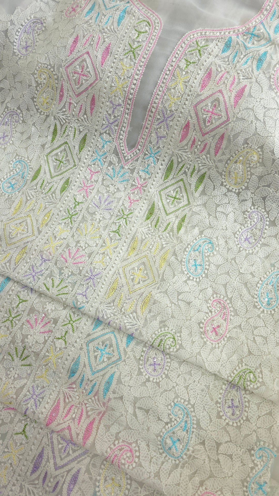 Georgette Chikankari Dress Material Resham Aari pearl Work