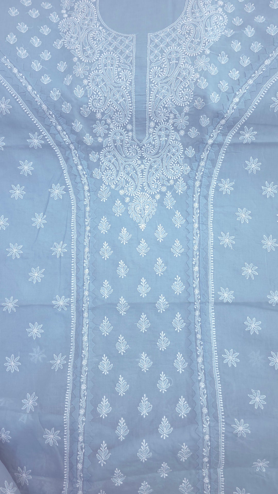 Darz Lucknowi Chikankari  Dress Material – Handmade Cotton Suit with Chiffon Dupatta