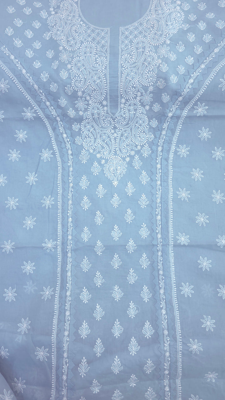 Darz Lucknowi Chikankari  Dress Material – Handmade Cotton Suit with Chiffon Dupatta
