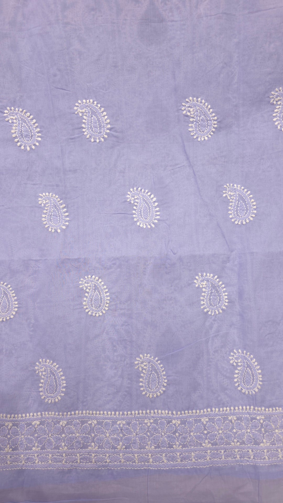 " Lucknowi Chikankari Unstitched Cotton Suit Set – Kurta, Bottom & Dupatta by Paridhan Chikan"