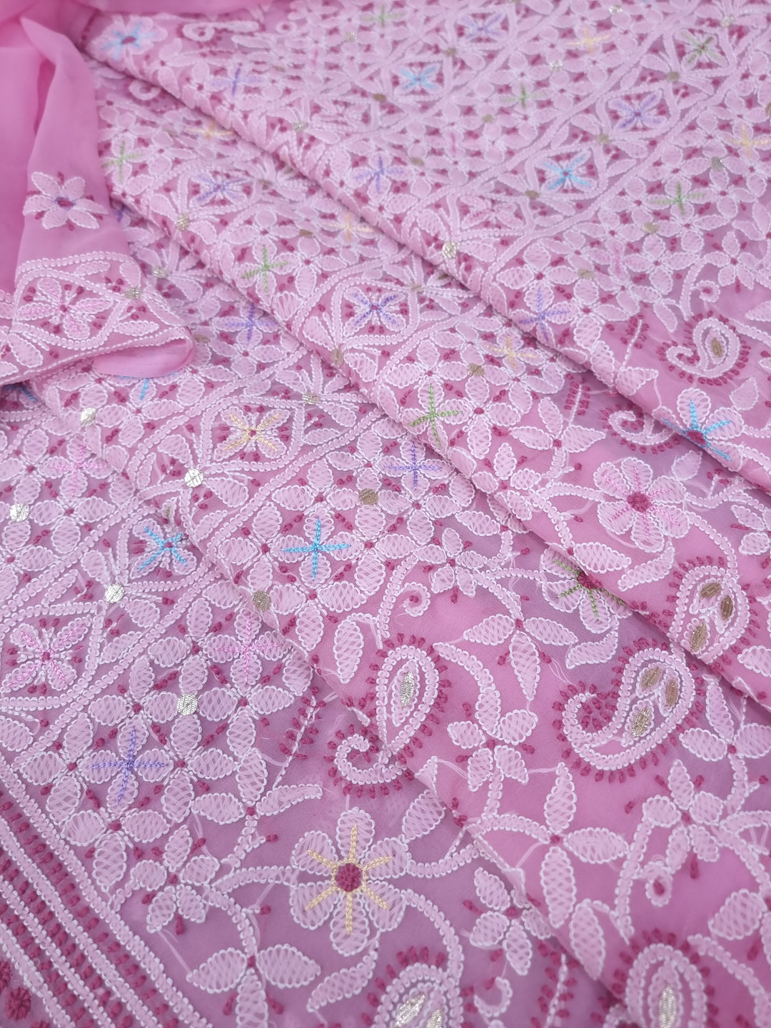 Georgette Chikankari Dress Material Resham Aari Work