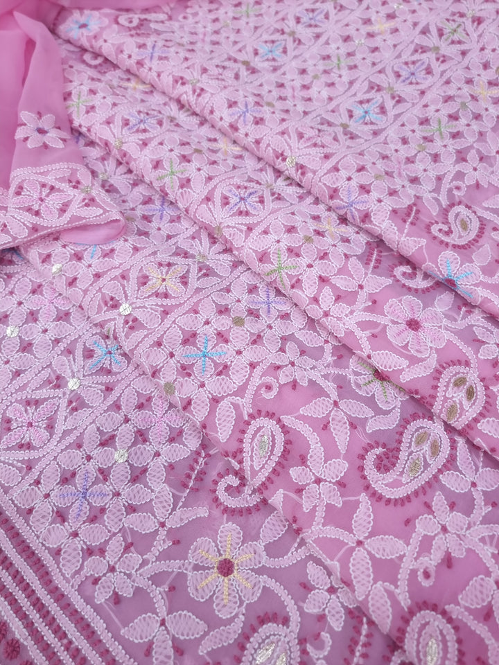 Georgette Chikankari Dress Material Resham Aari Work