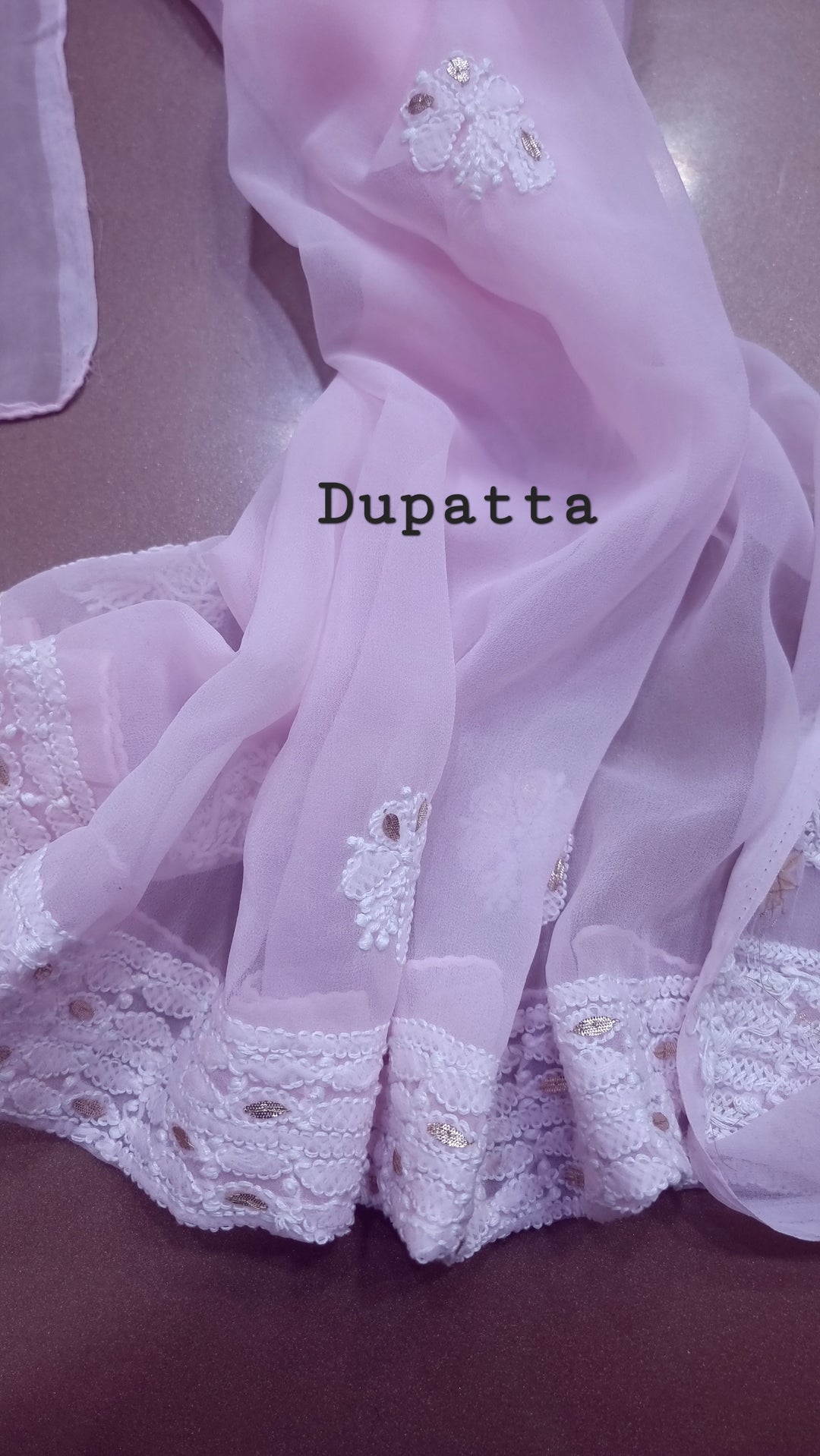 Baby Pink Georgette Chikankari gotta Patti Dress Material