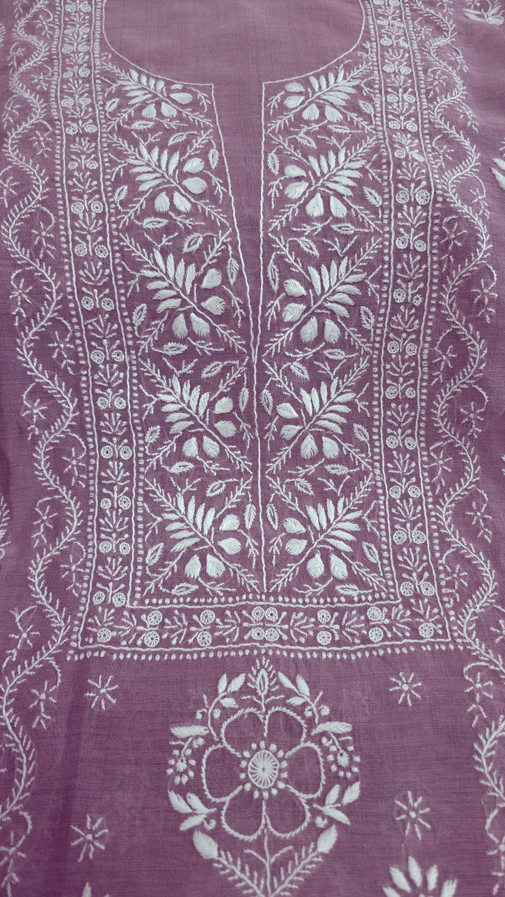 Lucknowi 2 Taar Chikankari Chanderi Kurta Dupatta Set – Handmade Festive Wear