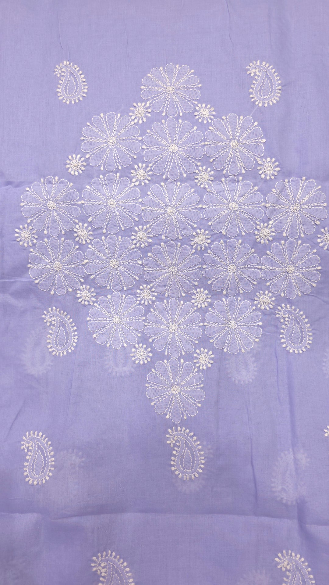 " Lucknowi Chikankari Unstitched Cotton Suit Set – Kurta, Bottom & Dupatta by Paridhan Chikan"