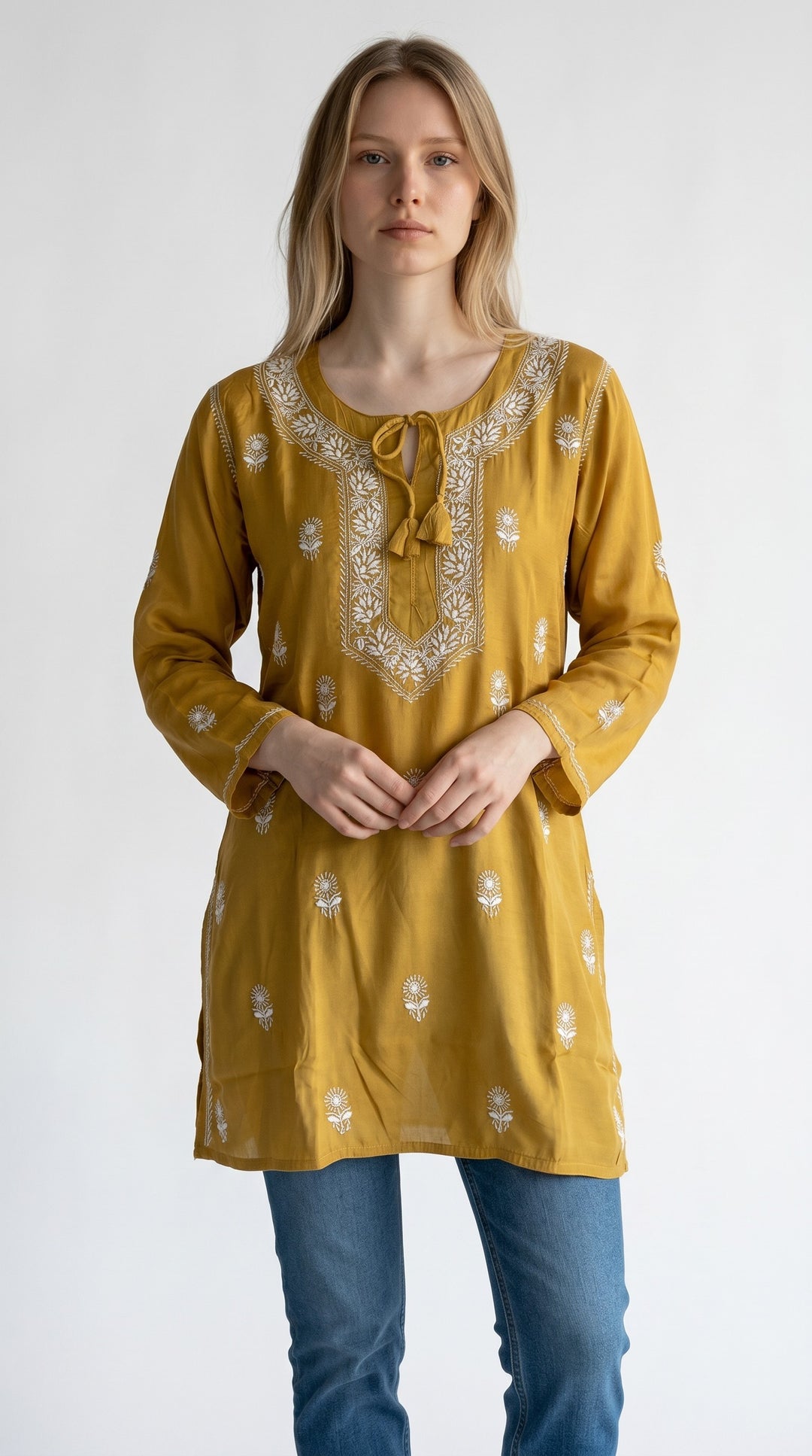 Women's Modal Satin Chikankari Top – Authentic 2 Taar Hand Embroidery
