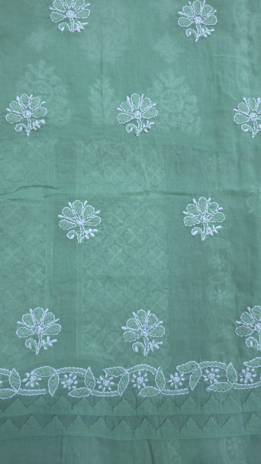 Darz Lucknowi Chikankari  Dress Material – Handmade Cotton Suit with Chiffon Dupatta