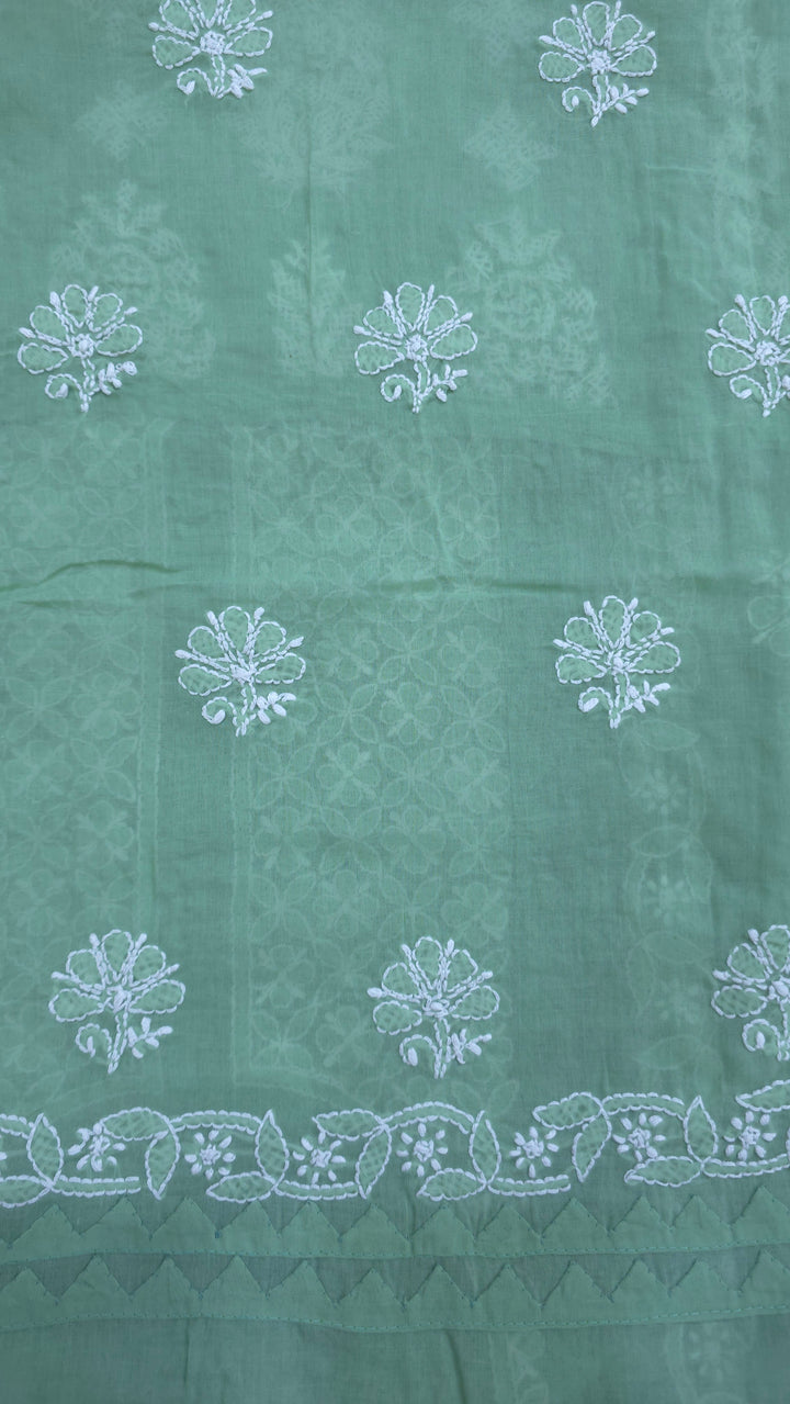 Darz Lucknowi Chikankari  Dress Material – Handmade Cotton Suit with Chiffon Dupatta