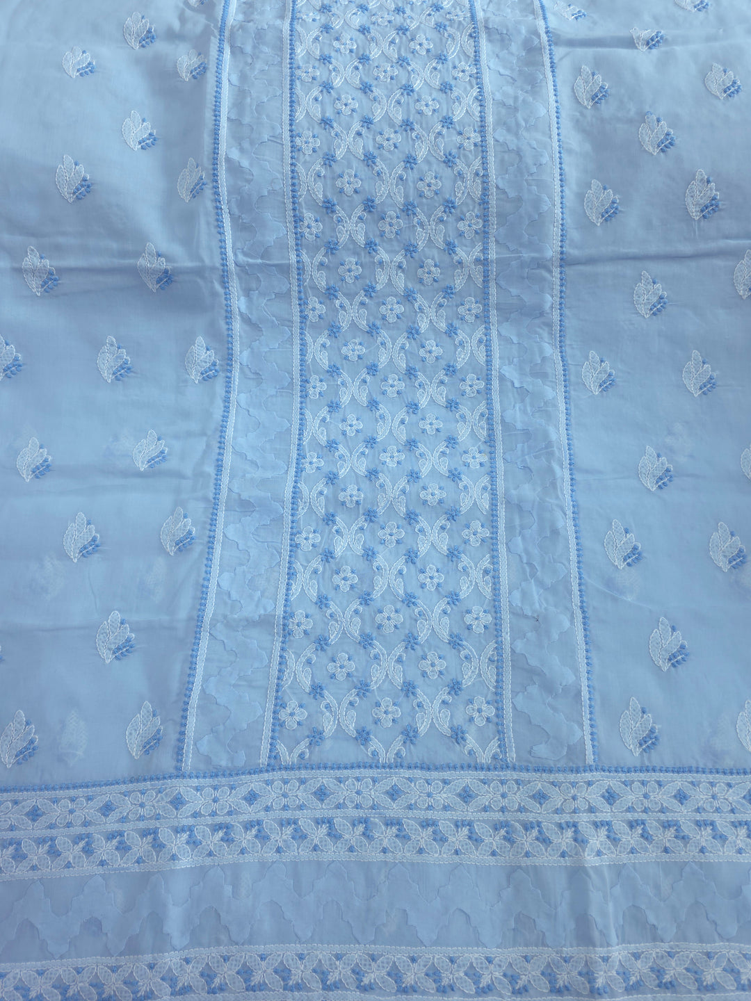 Darz Lucknowi Chikankari  Dress Material – Handmade Cotton Suit with Chiffon Dupatta