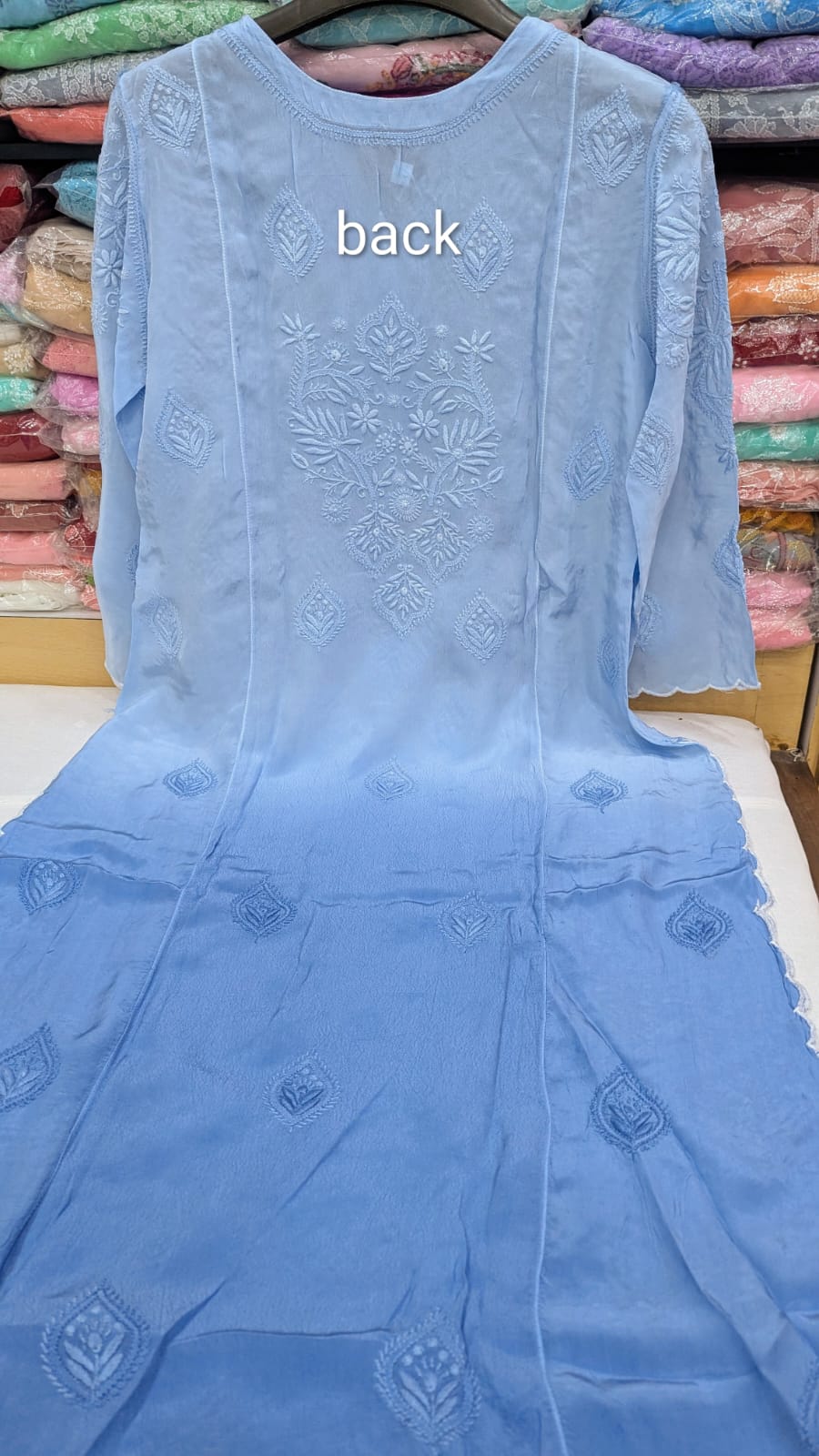 Luxe-Pure crepe luxurious kurti sharara set with *2 taar chikankari work*