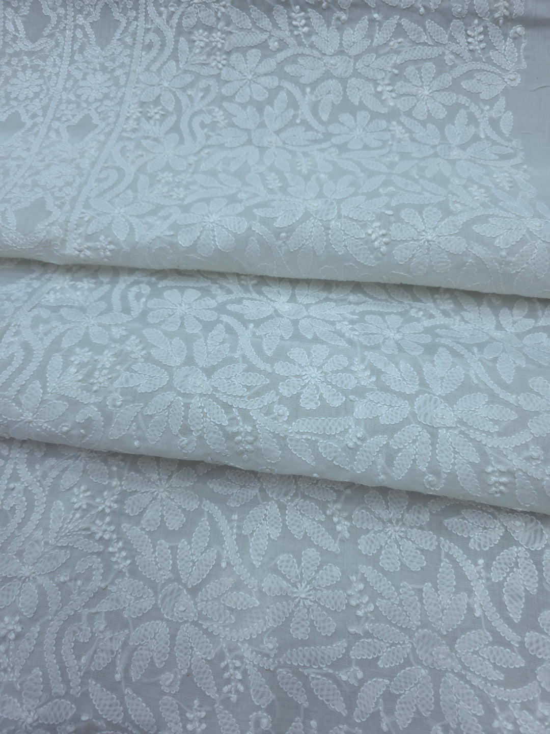 " Lucknowi Chikankari Unstitched Cotton Suit Set – Kurta, Bottom & Dupatta by Paridhan Chikan" (Copy)