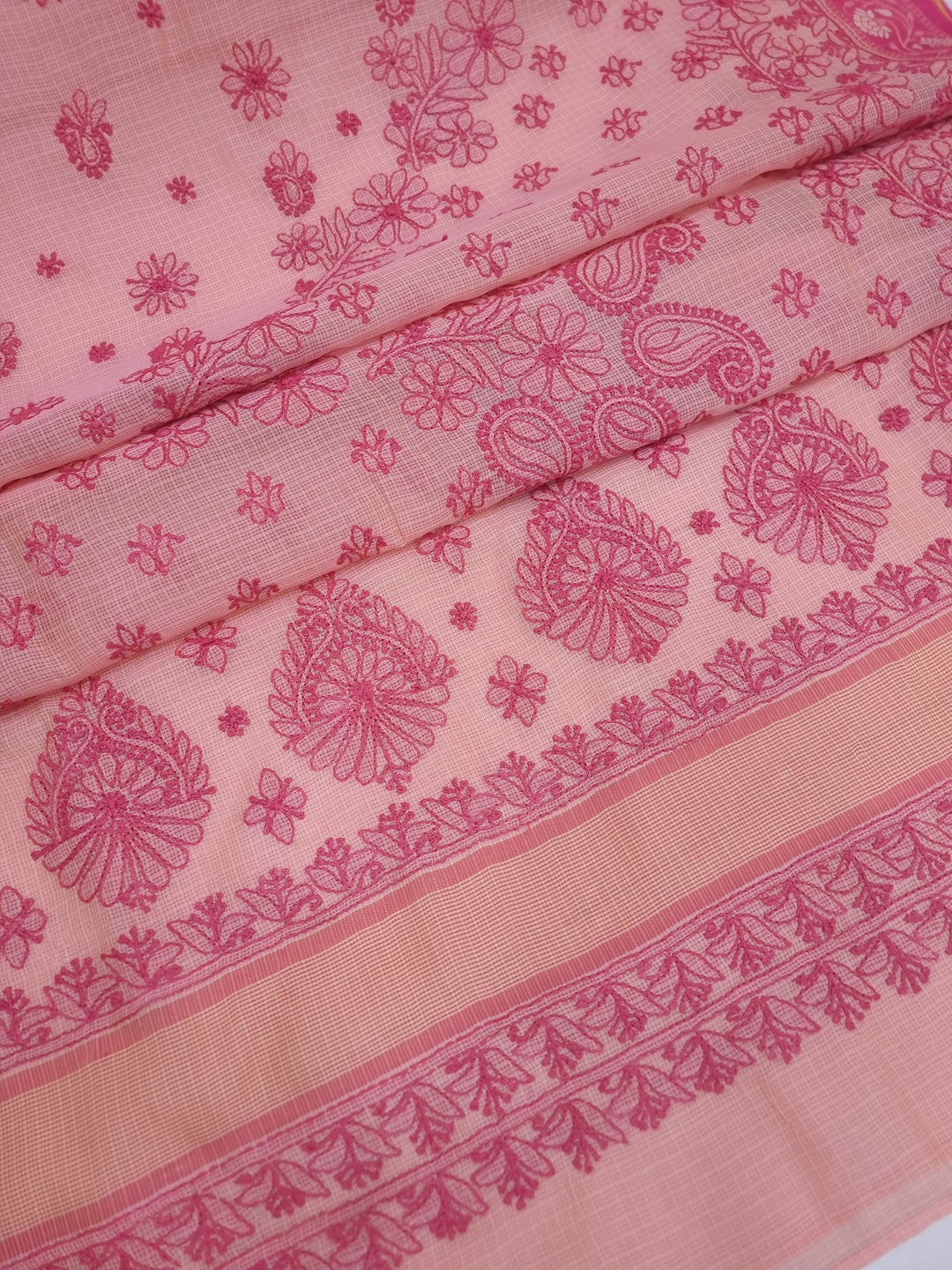 Hand Embroidered Chikankari Banarasi Silk Saree with Intricate Border & Palla Pattern – Includes  Blouse | Paridhan Chikan