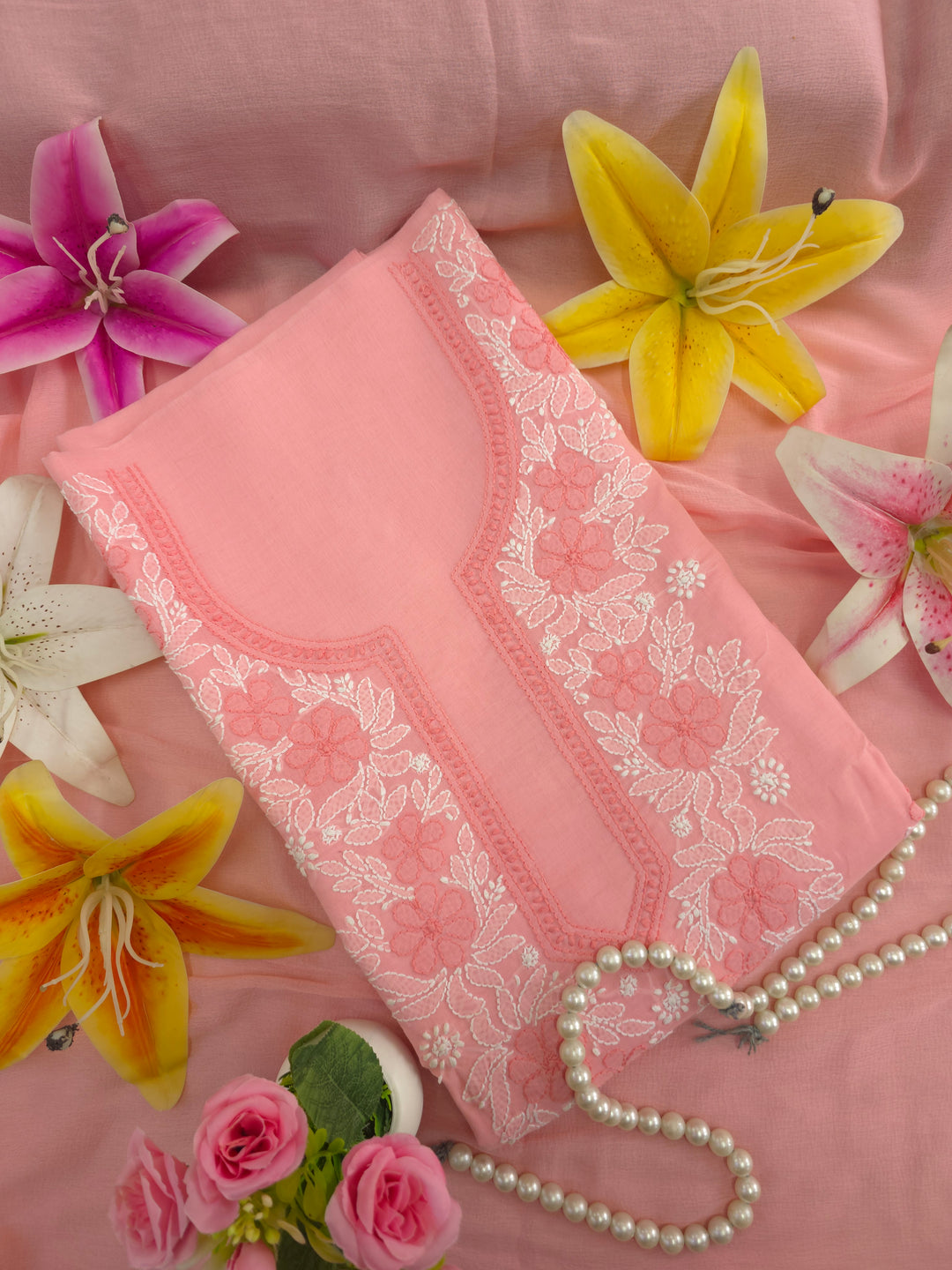 Paridhan Chikan Premium Cool Cotton Chikankari Dress Material Set with – Paridhan Chikan Exclusive